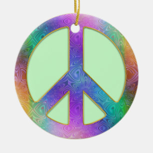 Weihnachtsbaum-Schmuck 'Frieden beginnt innen' Keramik Ornament