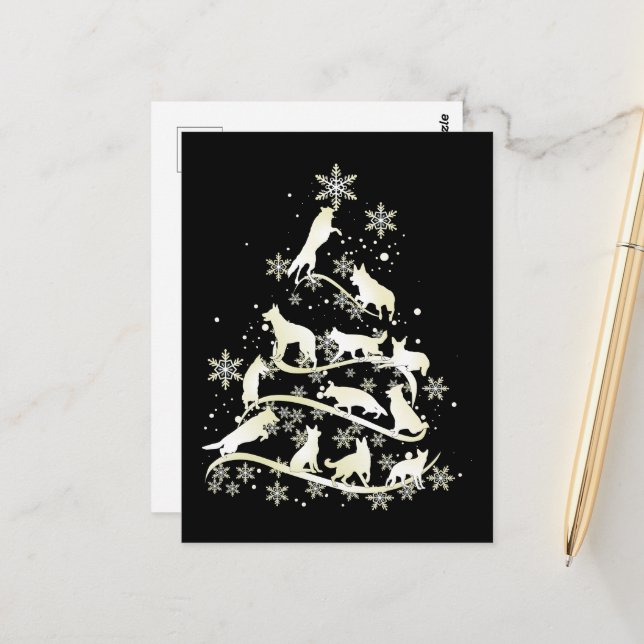 Weihnachtsbaum-Schneeflocken Liebe Postkarte (Vorderseite/Rückseite Beispiel)