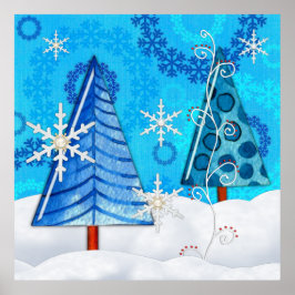 Weihnachtsbaum & Schneeflocken Poster