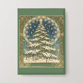 Weihnachtsbaum Schneeflocken und Sterne Art Nouvea Button