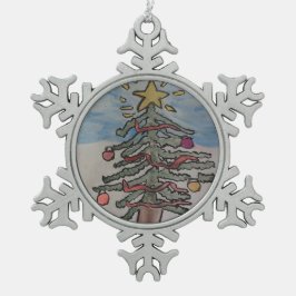 Weihnachtsbaum Schneeflocken Zinn-Ornament