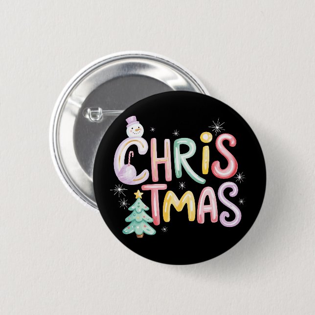 Weihnachtsbaum-Schneemann-Glitter-Coquette im Prep Button (Vorne & Hinten)