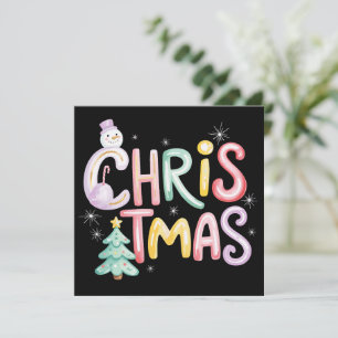 Weihnachtsbaum-Schneemann-Glitter-Coquette im Prep Feiertagskarte