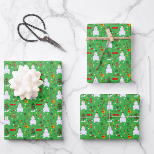 Weihnachtsbaum Schneemann Schlitten Geschenke Gloc Geschenkpapier Set