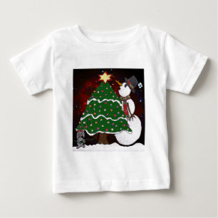Weihnachtsbaum Schneemann Überraschung Kunst Druck Baby T-shirt