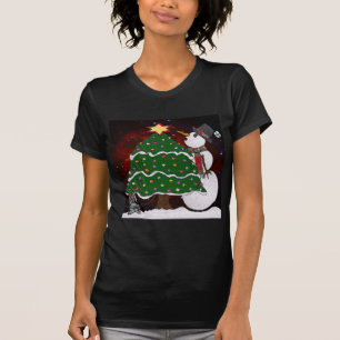 Weihnachtsbaum Schneemann Überraschung Kunst Druck T-Shirt