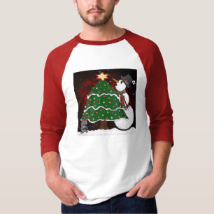 Weihnachtsbaum Schneemann Überraschung Kunst Druck T-Shirt