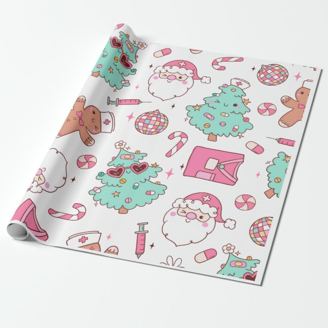 Weihnachtsbaum Schneemann Weihnachtsfeier  I Geschenkpapier (Ungerollt)