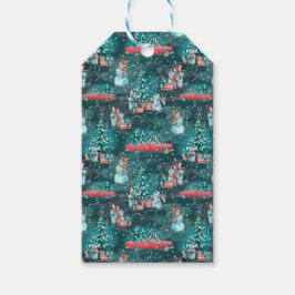 Weihnachtsbaum, Schneemänner und Bunnies Geschenkanhänger