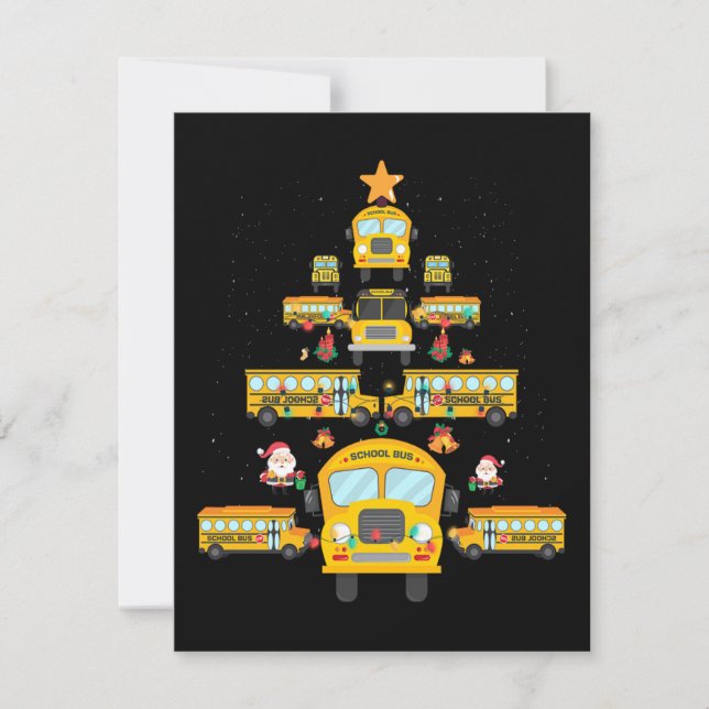 Weihnachtsbaum Schule Bus Funny Driver Xmas Gesche RSVP Karte (Vorderseite)