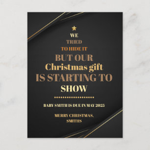 Weihnachtsbaum Schwangerschaft Ankündigung Gold Postkarte