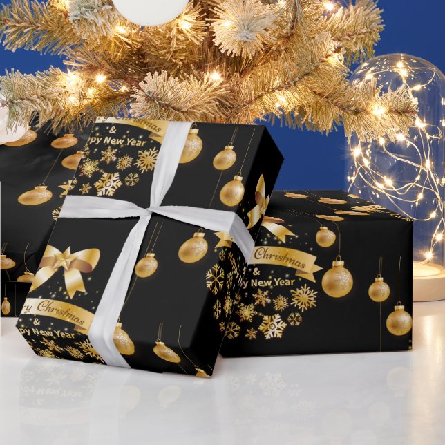 Weihnachtsbaum, schwarz und goldene Wrappi Geschenkpapier (Feiertage)