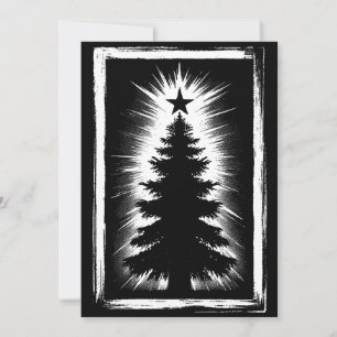 Weihnachtsbaum Schwarz & Weiß Grunge & Distressed Feiertagskarte