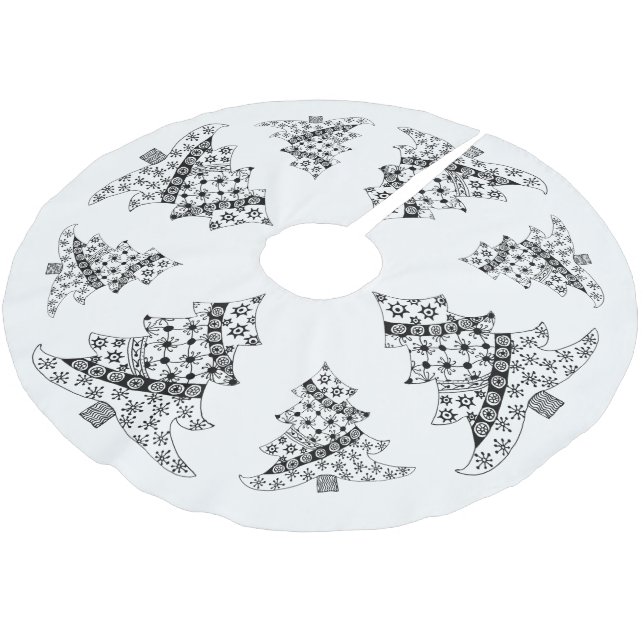 Weihnachtsbaum Schwarz & Weiß Urlaub Polyester Weihnachtsbaumdecke (Schrägansicht)