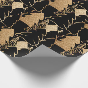 Weihnachtsbaum Schwarze Gold Extravaganter Glitzer Geschenkpapier