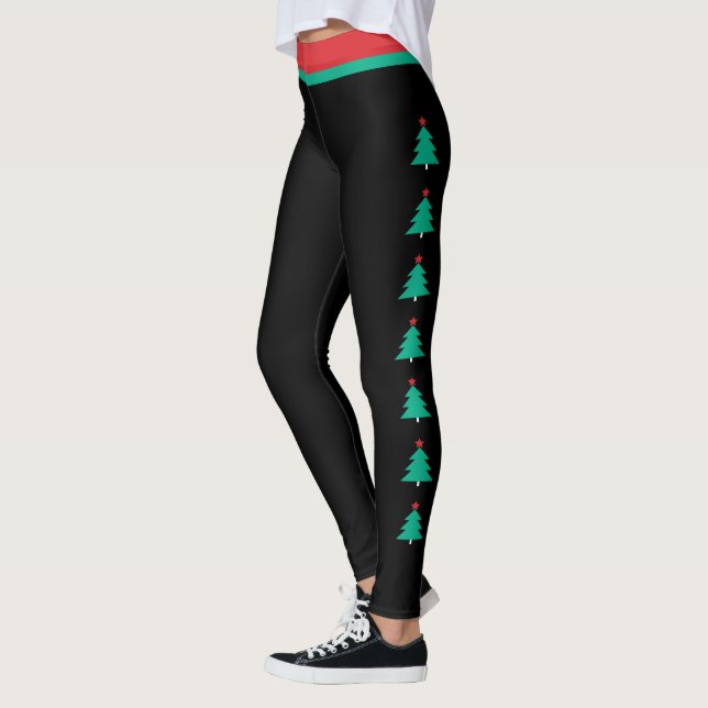 Weihnachtsbaum Seitenstreifen Schwarze Leggings (Links)