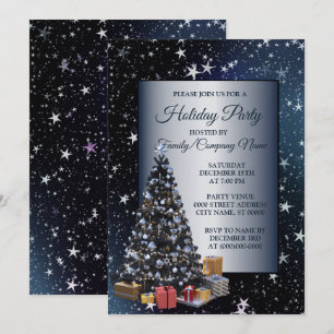 Weihnachtsbaum Shiny Stars Navy Blue Holidays Einladung