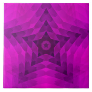 Weihnachtsbaum Silhouette & Lila Star Gradient Fliese