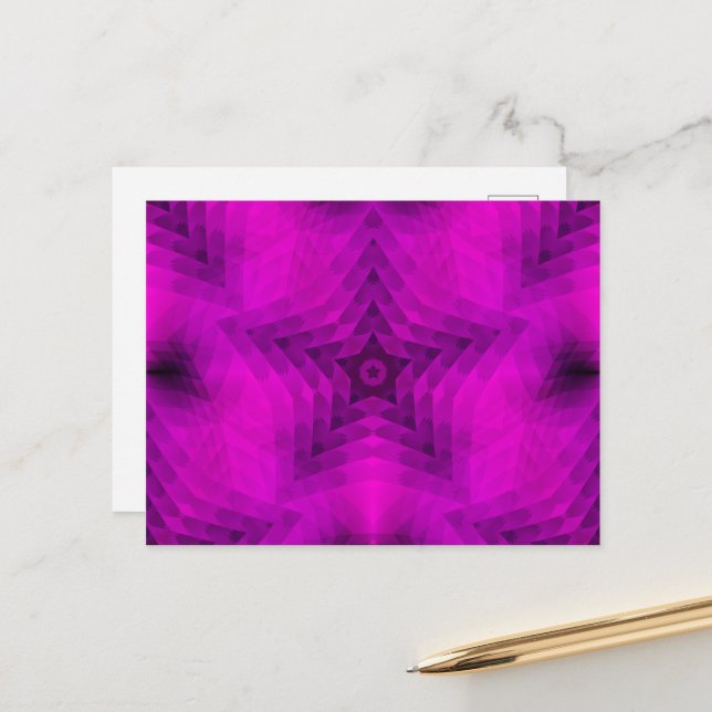 Weihnachtsbaum Silhouette & Lila Star Gradient Postkarte (Vorderseite/Rückseite Beispiel)