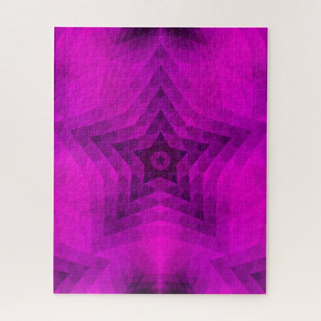 Weihnachtsbaum Silhouette & Lila Star Gradient Puzzle (Vertikal)