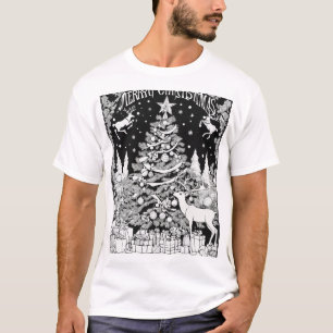 Weihnachtsbaum Silhouette Schwarzes Design auf T-Shirt
