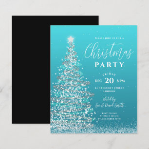 Weihnachtsbaum Silver Aquamarin Holiday Einladung