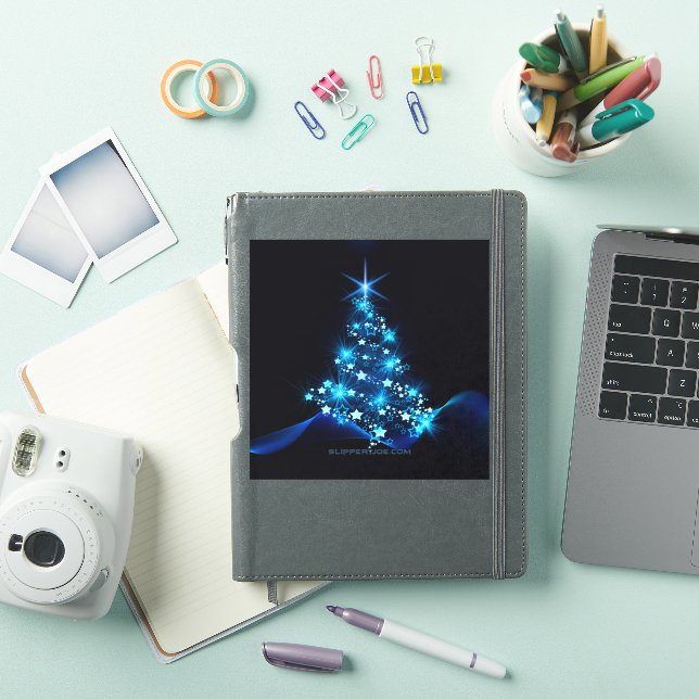 Weihnachtsbaum SlipperyJoe strahlt blau s Aufkleber (iPad Hülle)