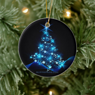 Weihnachtsbaum SlipperyJoe strahlt blau s Keramik Ornament