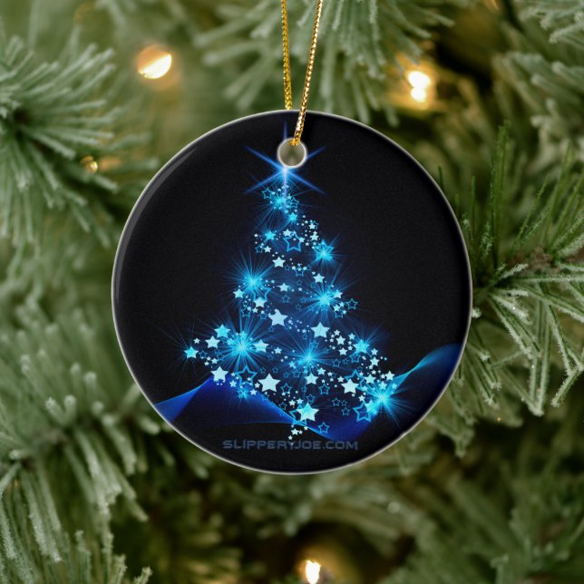 Weihnachtsbaum SlipperyJoe strahlt blau s Keramik Ornament (Baum)