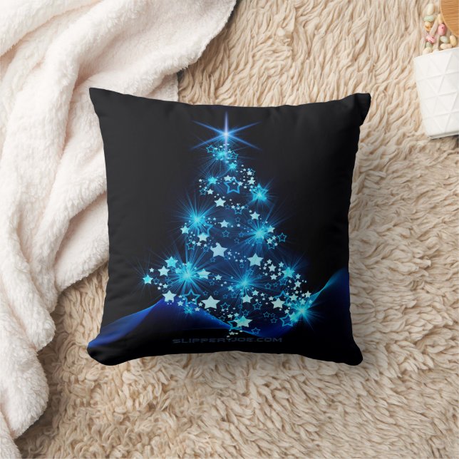 Weihnachtsbaum SlipperyJoe strahlt blau s Kissen (Decke)