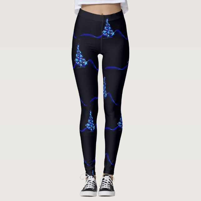 Weihnachtsbaum SlipperyJoe strahlt blau s Leggings (Vorderseite)