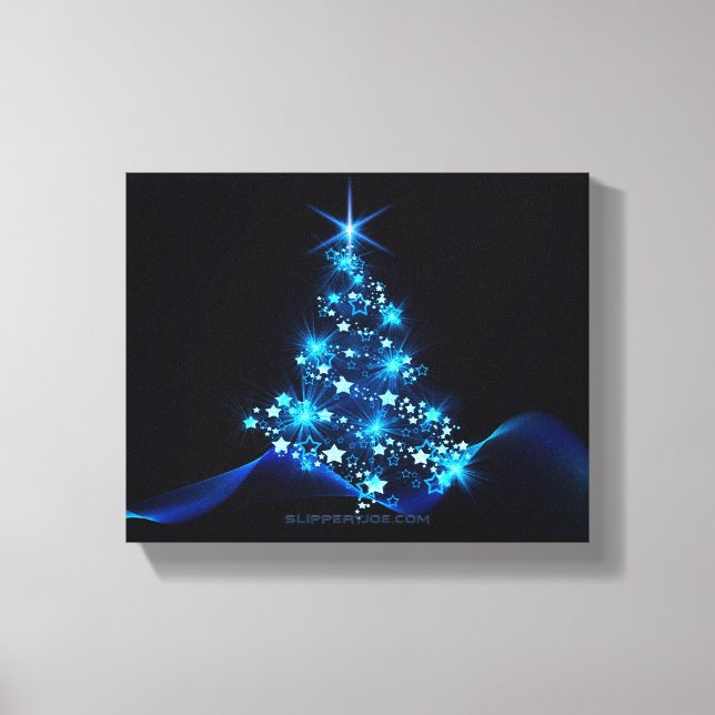 Weihnachtsbaum SlipperyJoe strahlt blau s Leinwanddruck (Vorderseite)