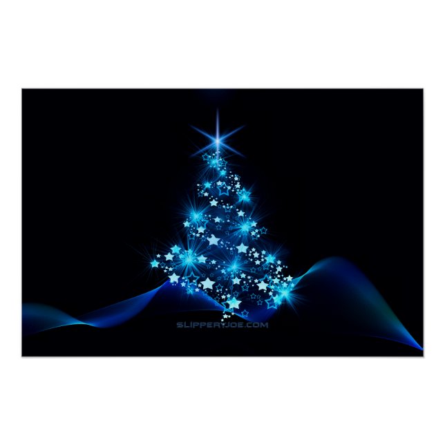 Weihnachtsbaum SlipperyJoe strahlt blau s Poster (Vorderseite)