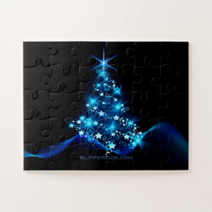 Weihnachtsbaum SlipperyJoe strahlt blau s Puzzle