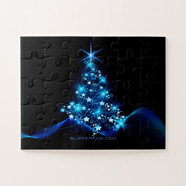 Weihnachtsbaum SlipperyJoe strahlt blau s Puzzle (Horizontal)
