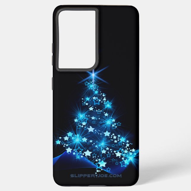 Weihnachtsbaum SlipperyJoe strahlt blau s Samsung Galaxy Hülle (Rückseite)