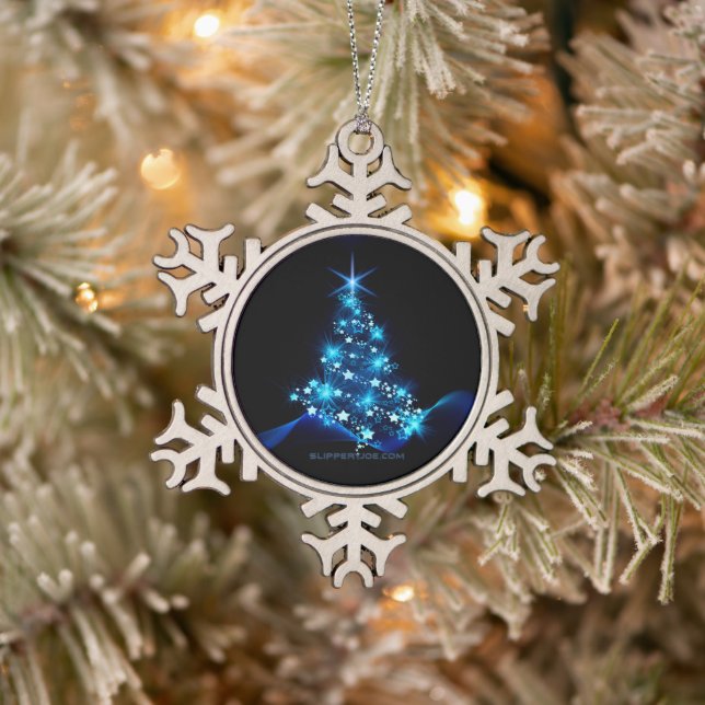 Weihnachtsbaum SlipperyJoe strahlt blau s Schneeflocken Zinn-Ornament (Baum)
