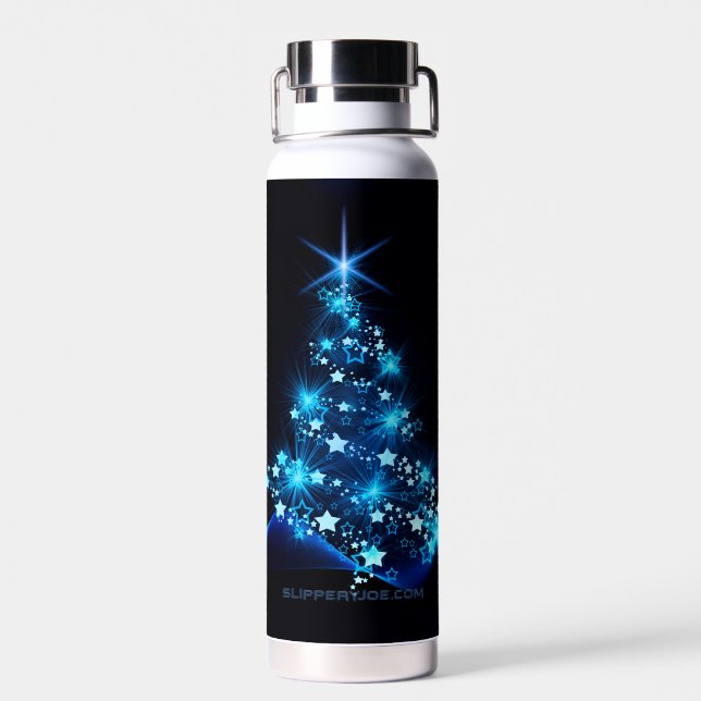 Weihnachtsbaum SlipperyJoe strahlt blau s Trinkflasche (Rückseite)