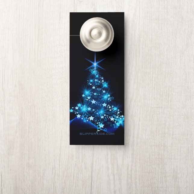 Weihnachtsbaum SlipperyJoe strahlt blau s Türanhänger (Auf Knauf)