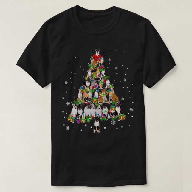 Weihnachtsbaum Smooth Collie Hund Xmas Tree Light  T-Shirt (Design vorne)