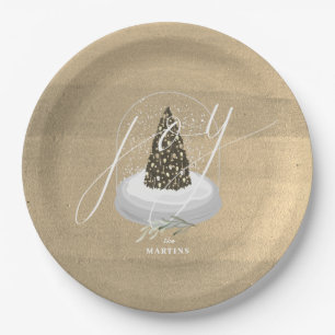 Weihnachtsbaum Snow Globe Gold Joliday Pappteller