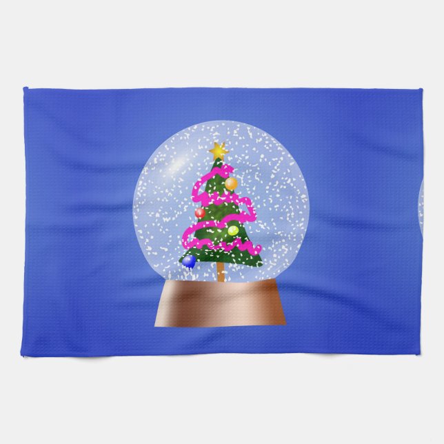 Weihnachtsbaum Snow Globe Handtuch (Horizontal)