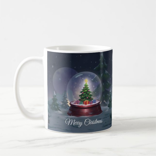 Weihnachtsbaum Snow Globe Kaffeetasse (Links)