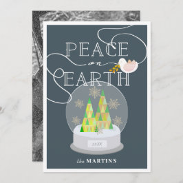 Weihnachtsbaum Snow Globe Navy Weihnachtsfest Foto Einladung