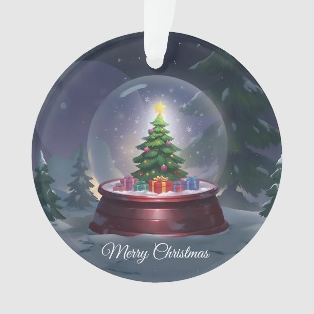 Weihnachtsbaum Snow Globe Ornament (Vorderseite)