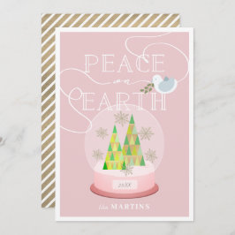 Weihnachtsbaum Snow Globe Pink Weihnachtskarte Einladung