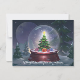 Weihnachtsbaum Snow Globe Postkarte