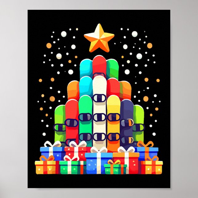 Weihnachtsbaum Snowboard Snowboarden Snowboarder Poster (Vorne)