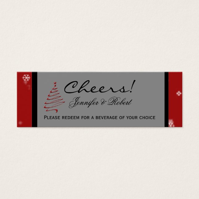 Weihnachtsbaum Snowflake Red Wedding Drinks Ticket (Vorderseite)