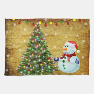 Weihnachtsbaum Snowman Geschirrtuch